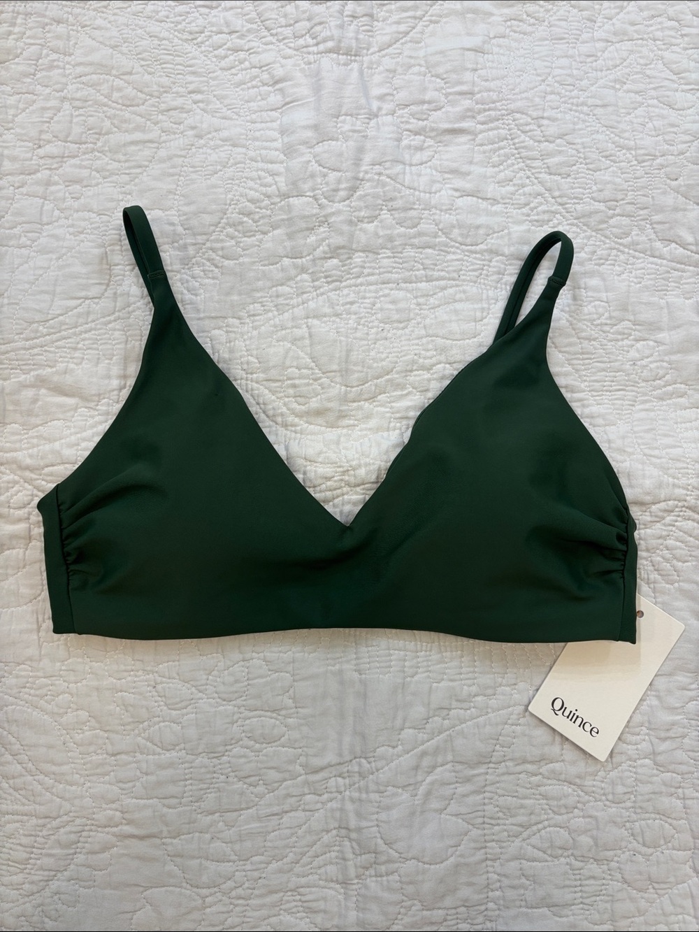 Quince Palm Green Wireless Triangle Bralette Padded Medium